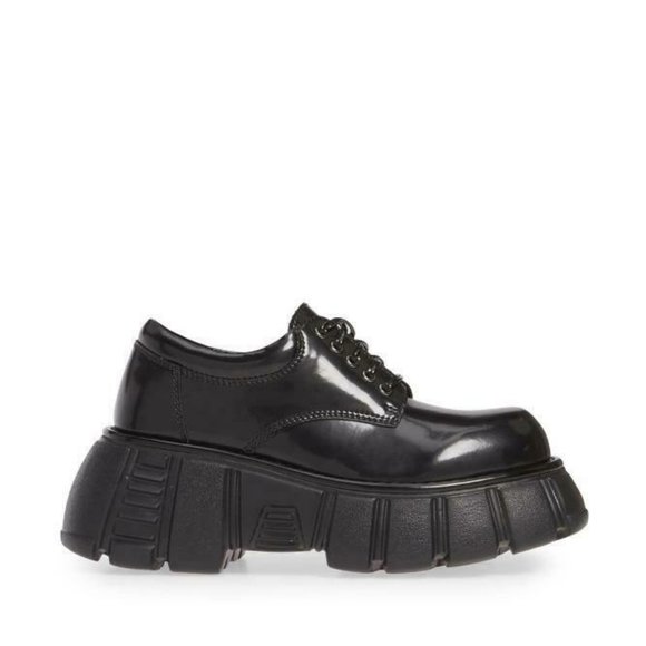 Jeffrey Campbell Barge Black Leather Platform Shoe - Picture 2 of 6